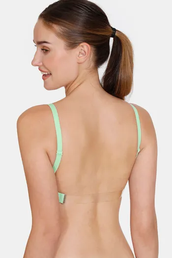 Buy Zivame Beautiful Basics Double Layered Non Wired 3/4th Coverage Backless Bra - Green Ash